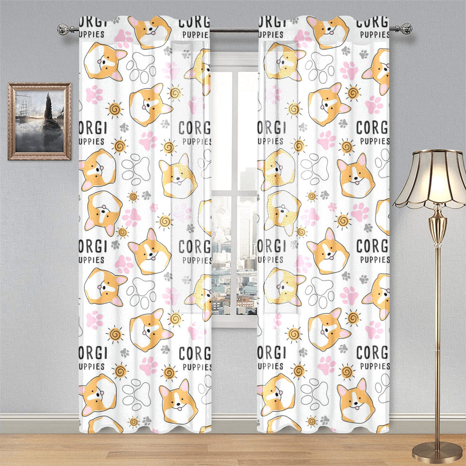 Corgi Dog Pattern Gauze Curtain