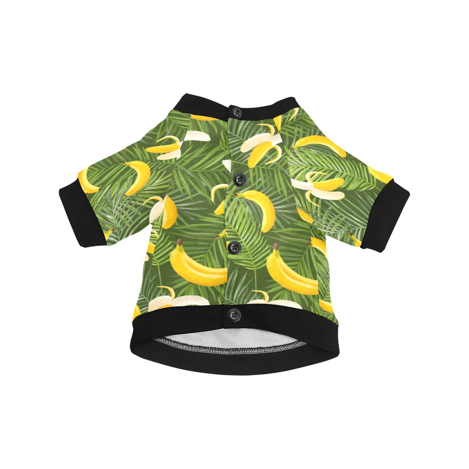 Banana Palm Leaves pattern All Over Print Pet Dog Round Neck Fuzzy Shirt