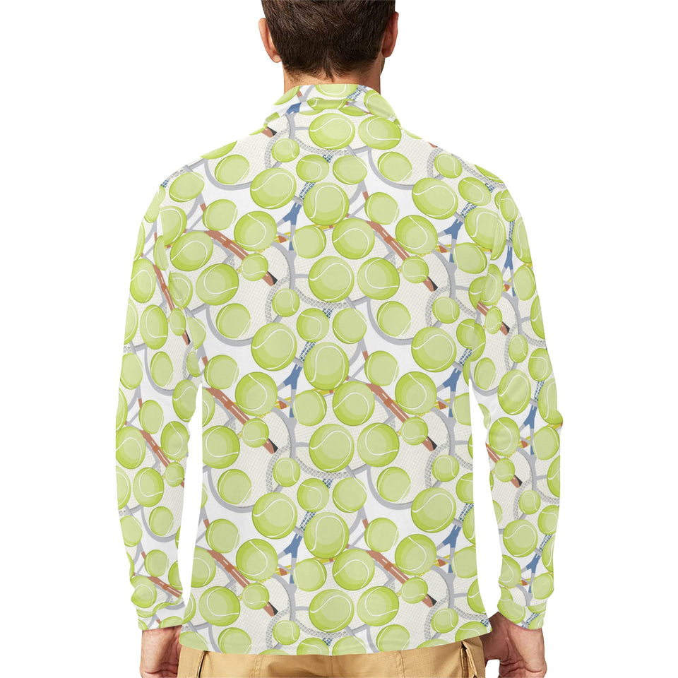 Tennis Pattern Print Design 01 Men's Long Sleeve Polo Shirt