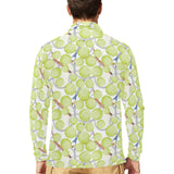 Tennis Pattern Print Design 01 Men's Long Sleeve Polo Shirt