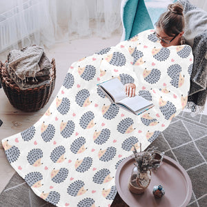 Hedgehog Pattern Print Design 04 Blanket Robe with Sleeves