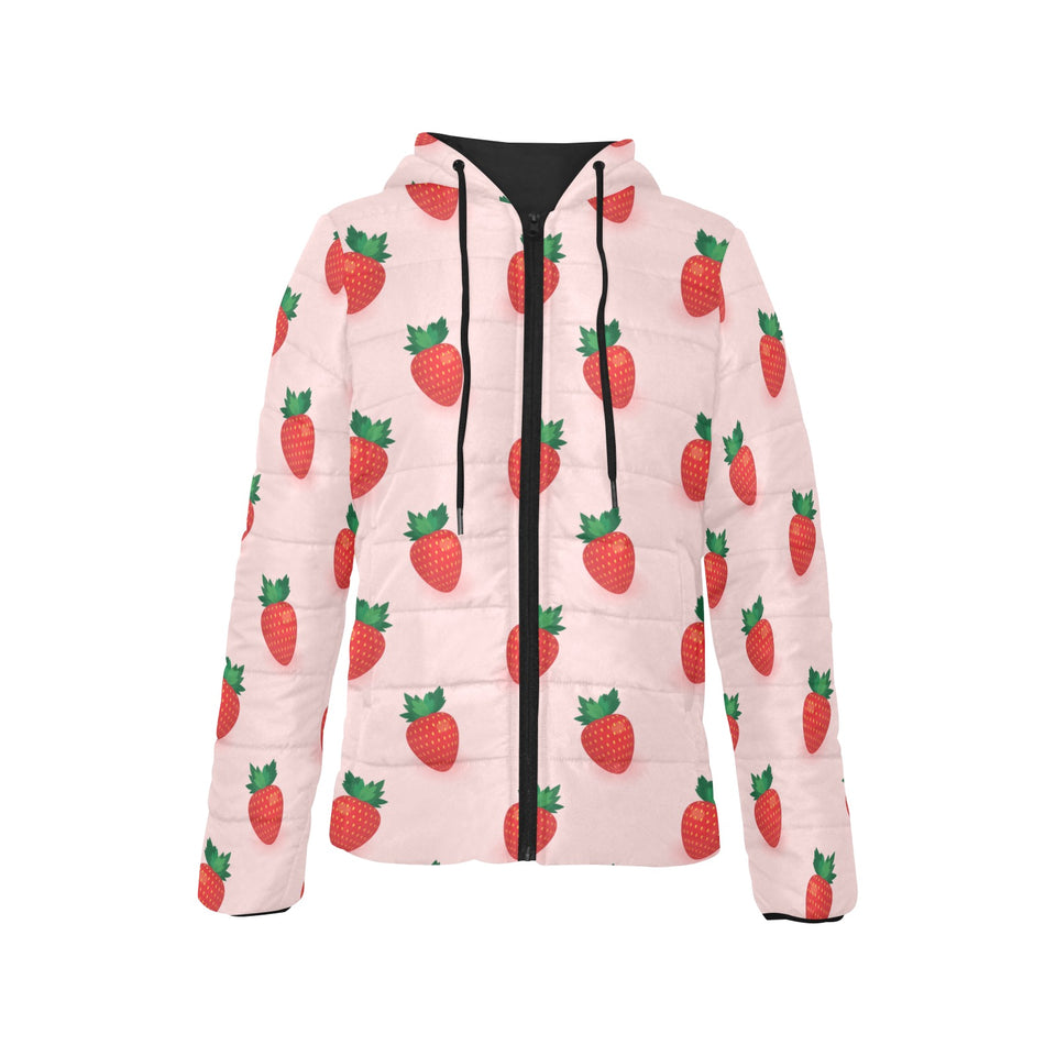 Strawberry beautiful pattern Women's Padded Hooded Jacket