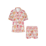 Hand drawn heart design pattern Women's V-Neck Short Pajama Set