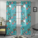 Boston terrier beautiful flower pattern Gauze Curtain