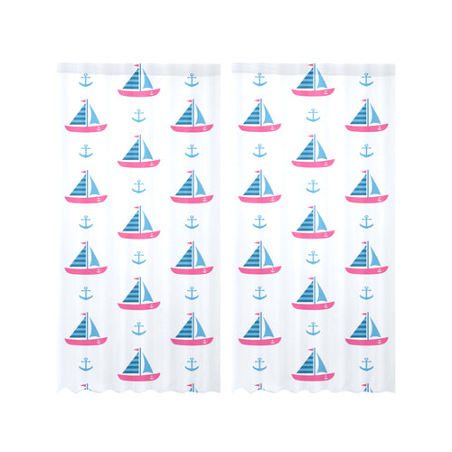 Sailboat anchor pattern Gauze Curtain