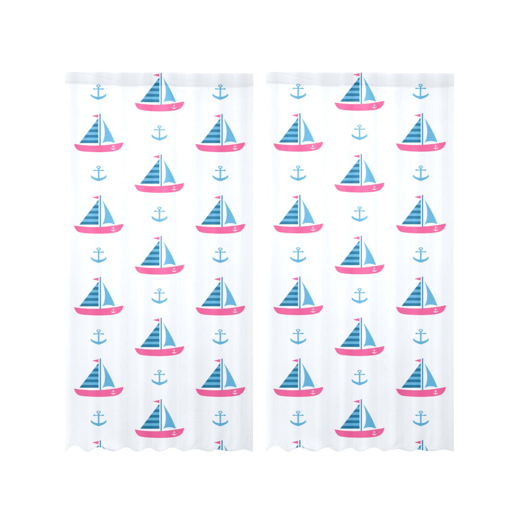 Sailboat anchor pattern Gauze Curtain