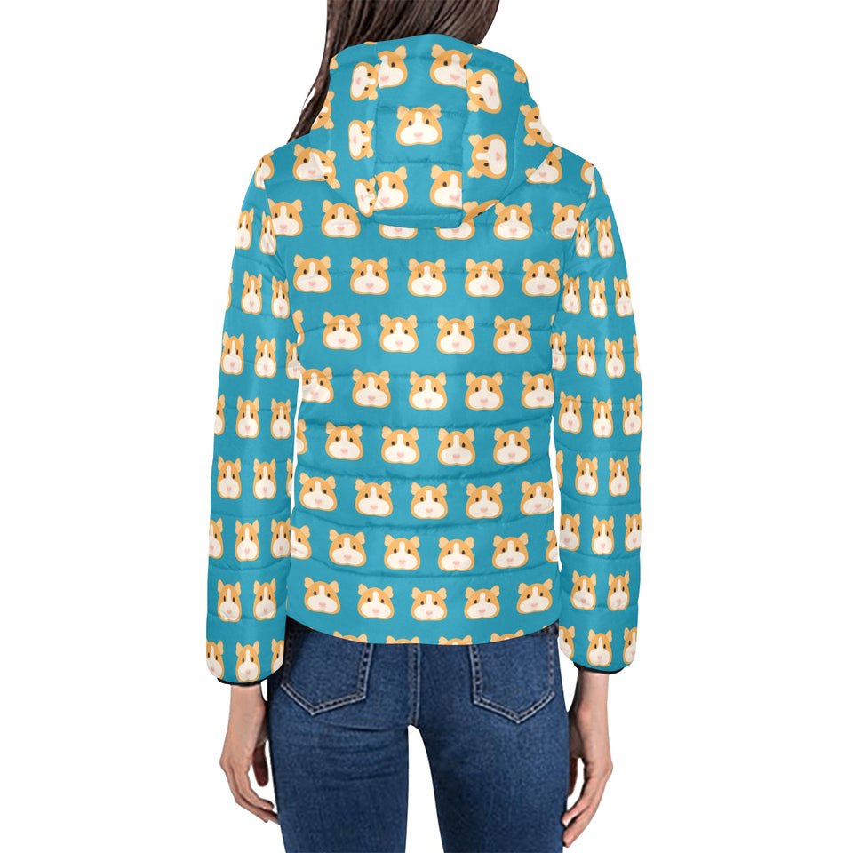 Guinea Pig Pattern Print Design 03 Women's Padded Hooded Jacket