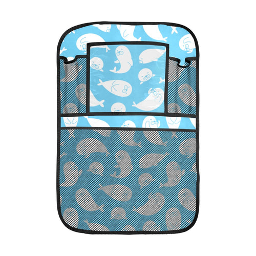 Cute white sea lion seals pattern Car Seat Back Organizer