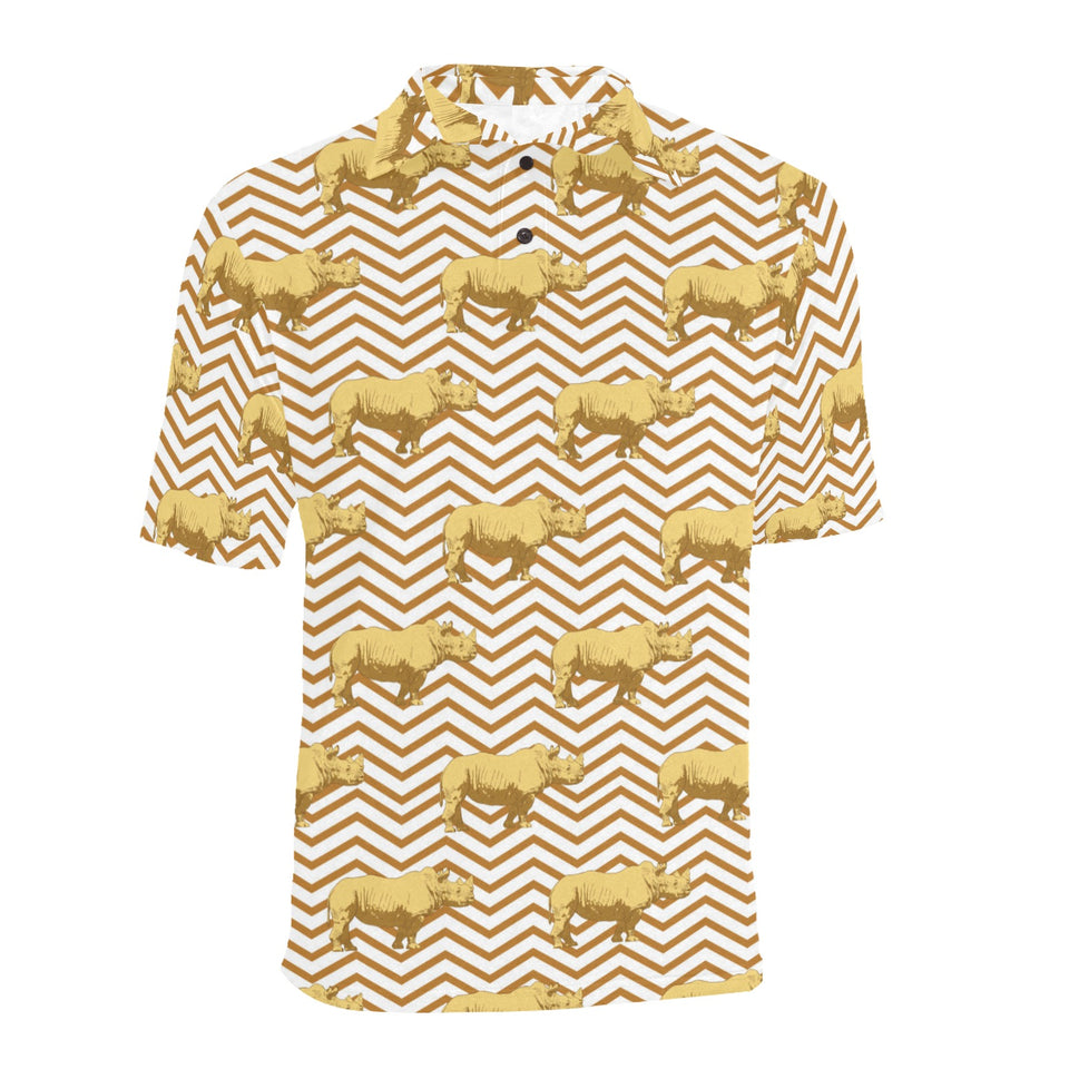 Rhino yellow theme pattern Men's All Over Print Polo Shirt