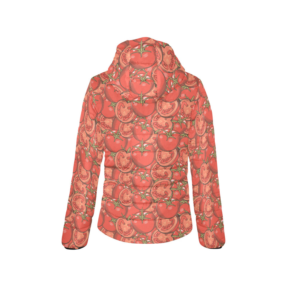 Red Tomato Pattern Women's Padded Hooded Jacket