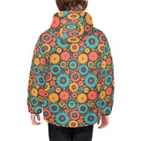 Gear Pattern Print Design 01 Kids' Boys' Girls' Padded Hooded Jacket