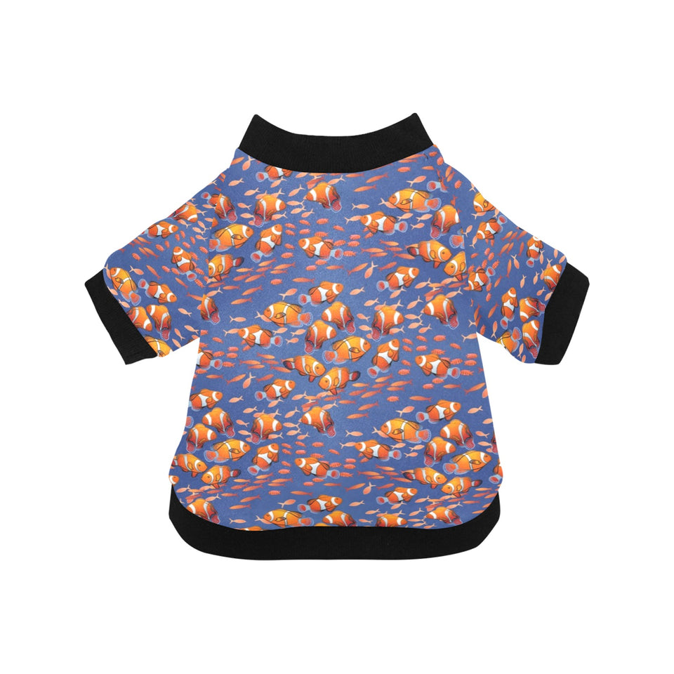 Clown Fish Pattern Print Design 04 All Over Print Pet Dog Round Neck Fuzzy Shirt