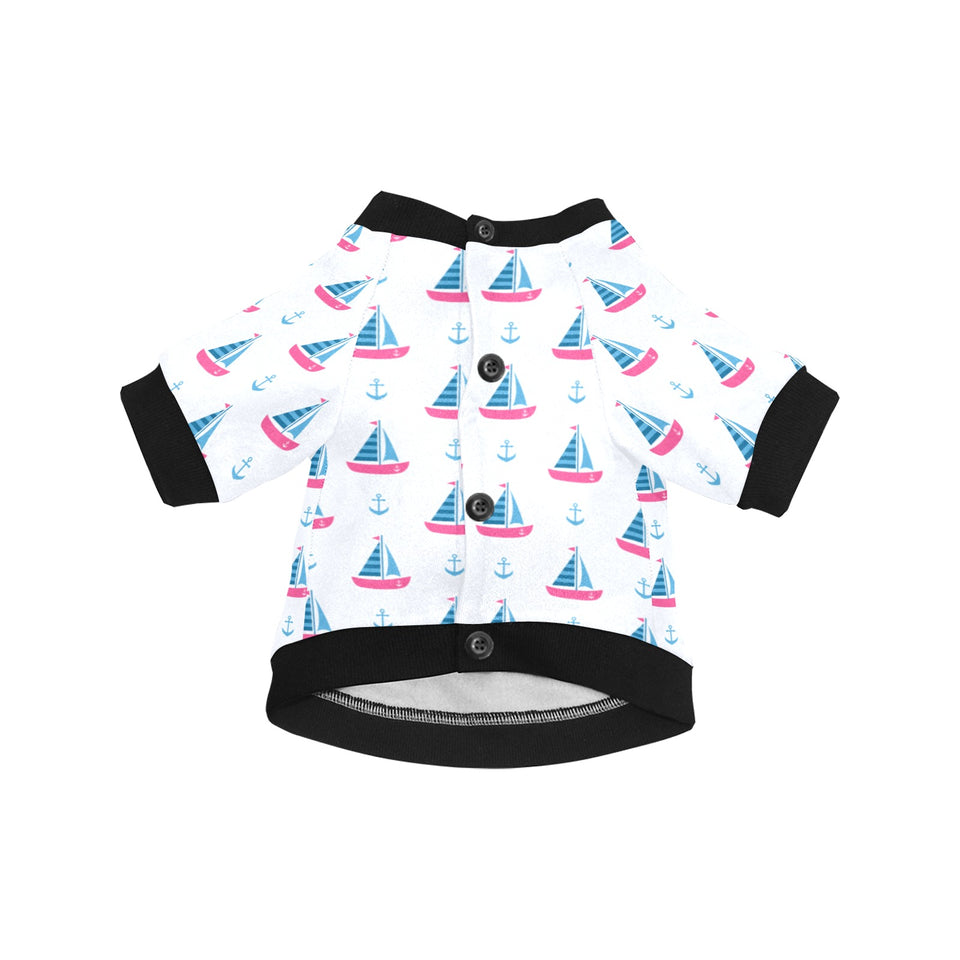 Sailboat anchor pattern All Over Print Pet Dog Round Neck Fuzzy Shirt