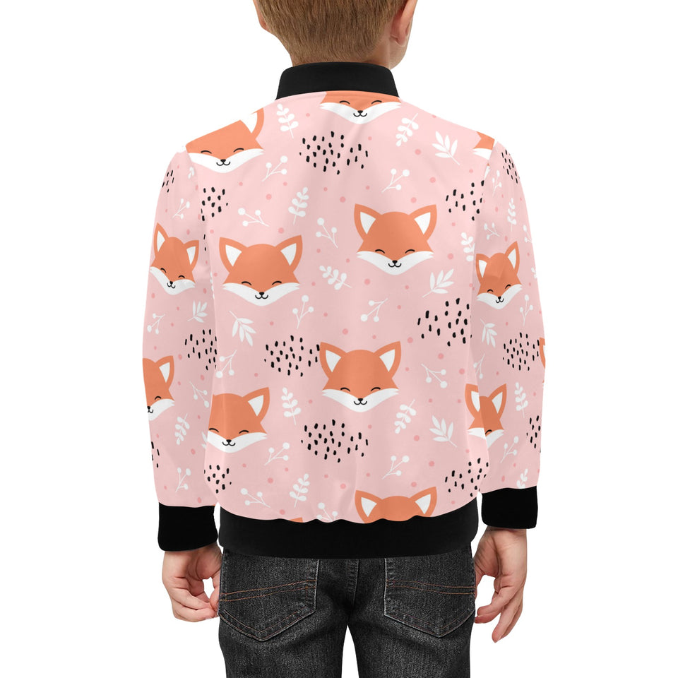 Cute fox pattern pink background Kids' Boys' Girls' Bomber Jacket