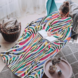 Colorful zebra skin pattern Blanket Robe with Sleeves