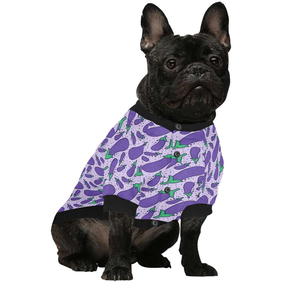 Eggplant Pattern Print Design 03 All Over Print Pet Dog Round Neck Fuzzy Shirt