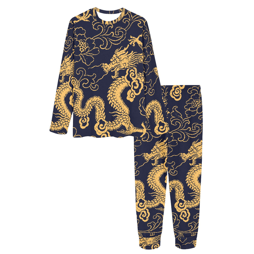 Gold dragon pattern Women's All Over Print Pajama Set