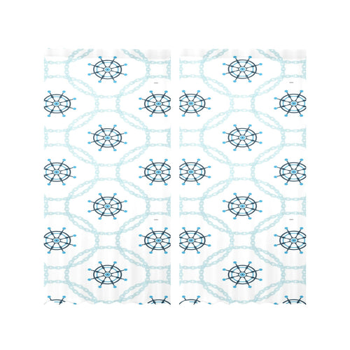 nautical steering wheel chain Gauze Curtain