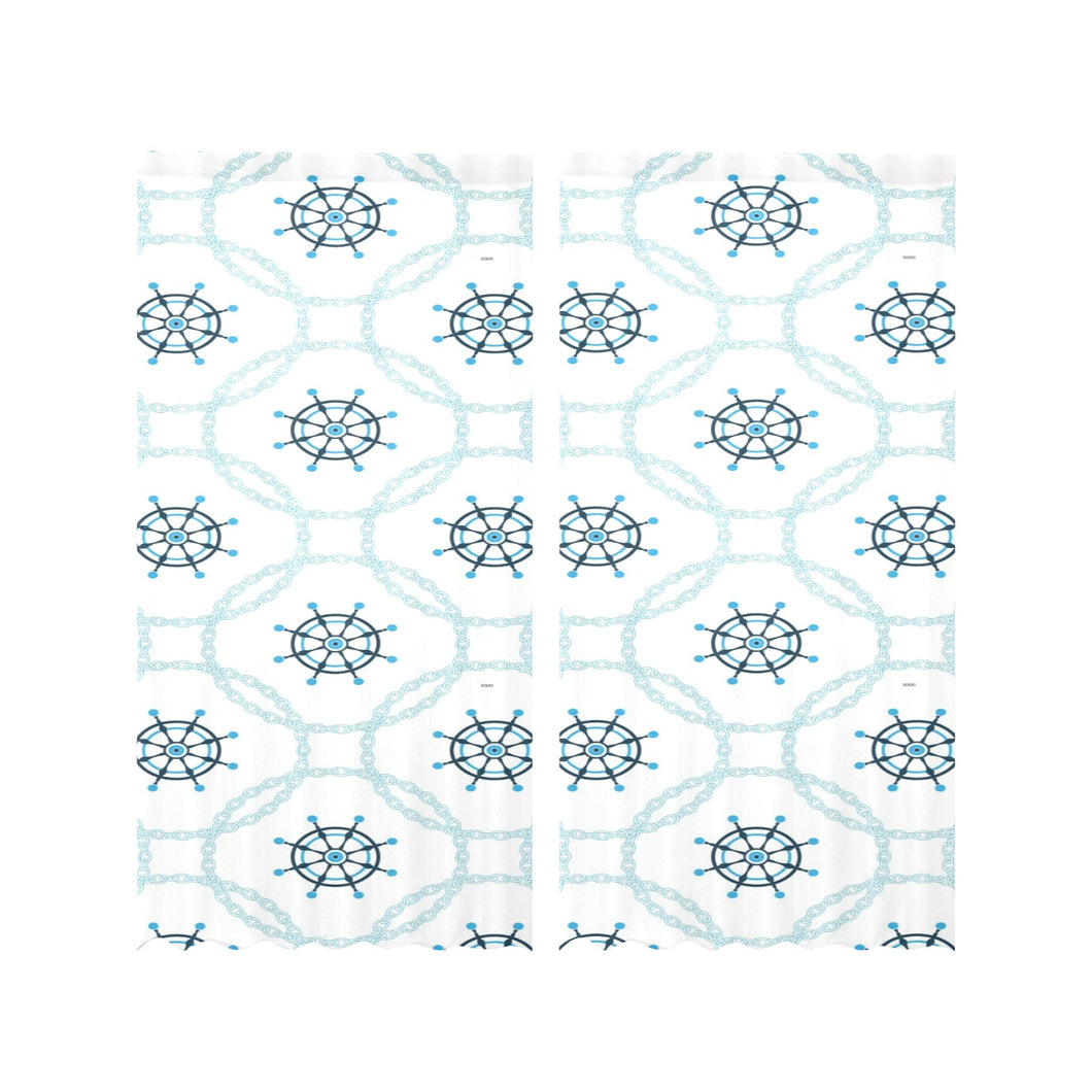 nautical steering wheel chain Gauze Curtain