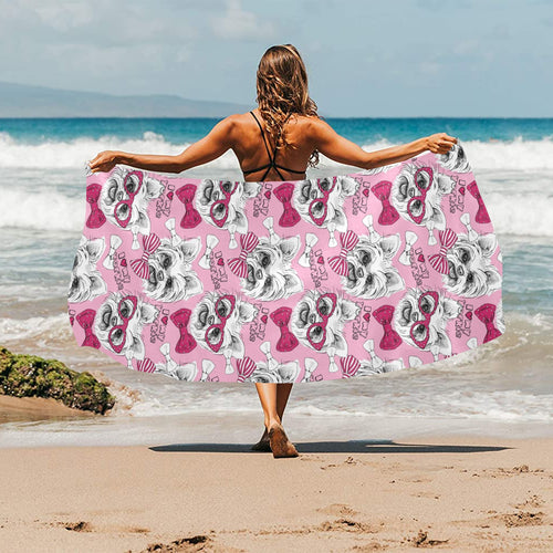 Yorkshire Terrier Pattern Print Design 03 Beach Towel