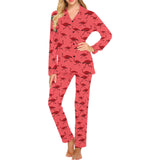 Ostrich Pattern Print Design 03 Women's Long Pajama Set