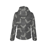 Hand drawn boomerang Australian aboriginal ornamen Women's Padded Hooded Jacket