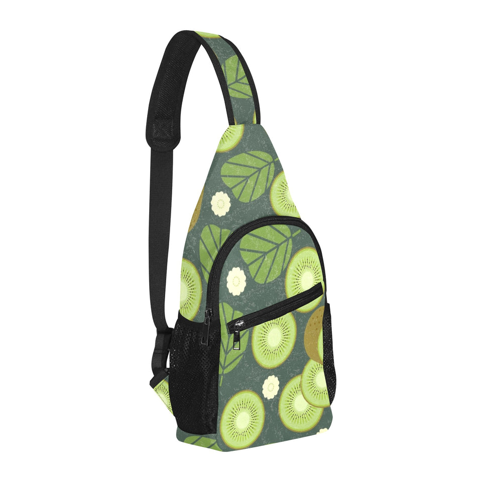 Whole sliced kiwi leave and flower All Over Print Chest Bag