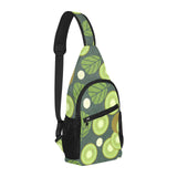 Whole sliced kiwi leave and flower All Over Print Chest Bag