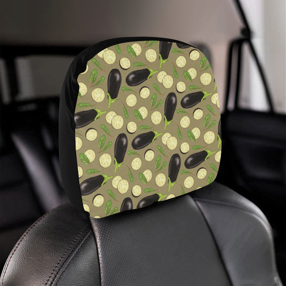 Eggplant Pattern Print Design 02 Car Headrest Cover