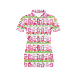 Teddy Bear Pattern Print Design 04 Women's All Over Print Polo Shirt