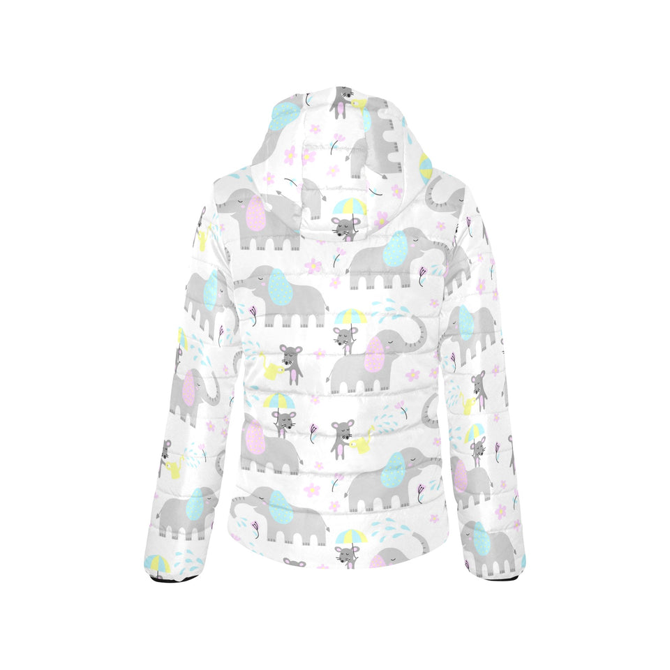 Cute elephant mouse pattern Women's Padded Hooded Jacket