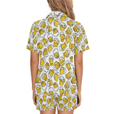 Beer design pattern Women's V-Neck Short Pajama Set