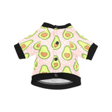Avocado heart pink background All Over Print Pet Dog Round Neck Fuzzy Shirt