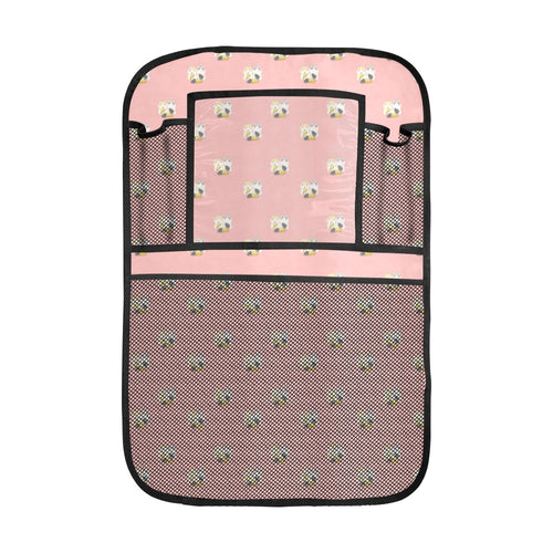 Cute hamster cheese pattern pink background Car Seat Back Organizer