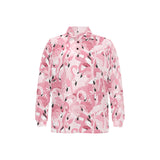Pink flamingos pattern background Men's Long Sleeve Polo Shirt