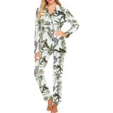 Monkey sloth lemur palm trees pattern Women's Long Pajama Set