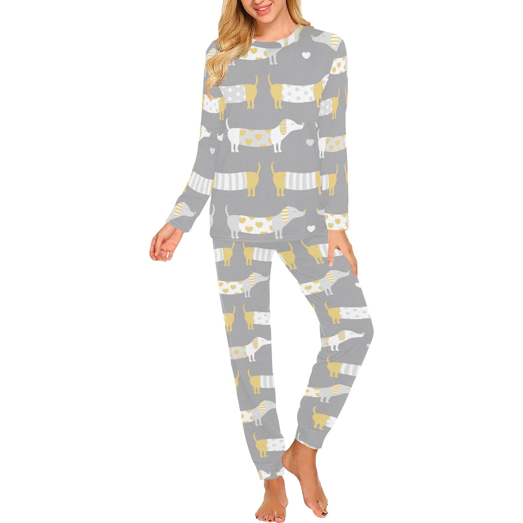Cute dachshund dog pattern Women's All Over Print Pajama Set