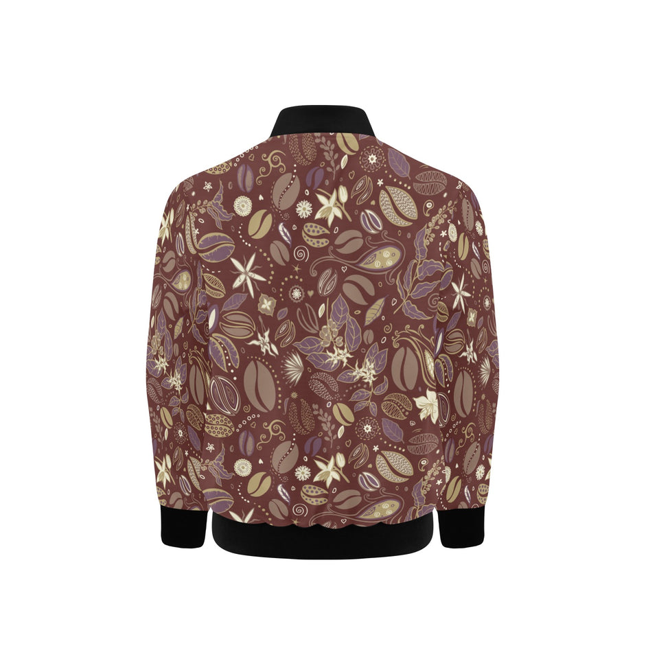 Coffee bean flower pattern Kids' Boys' Girls' Bomber Jacket