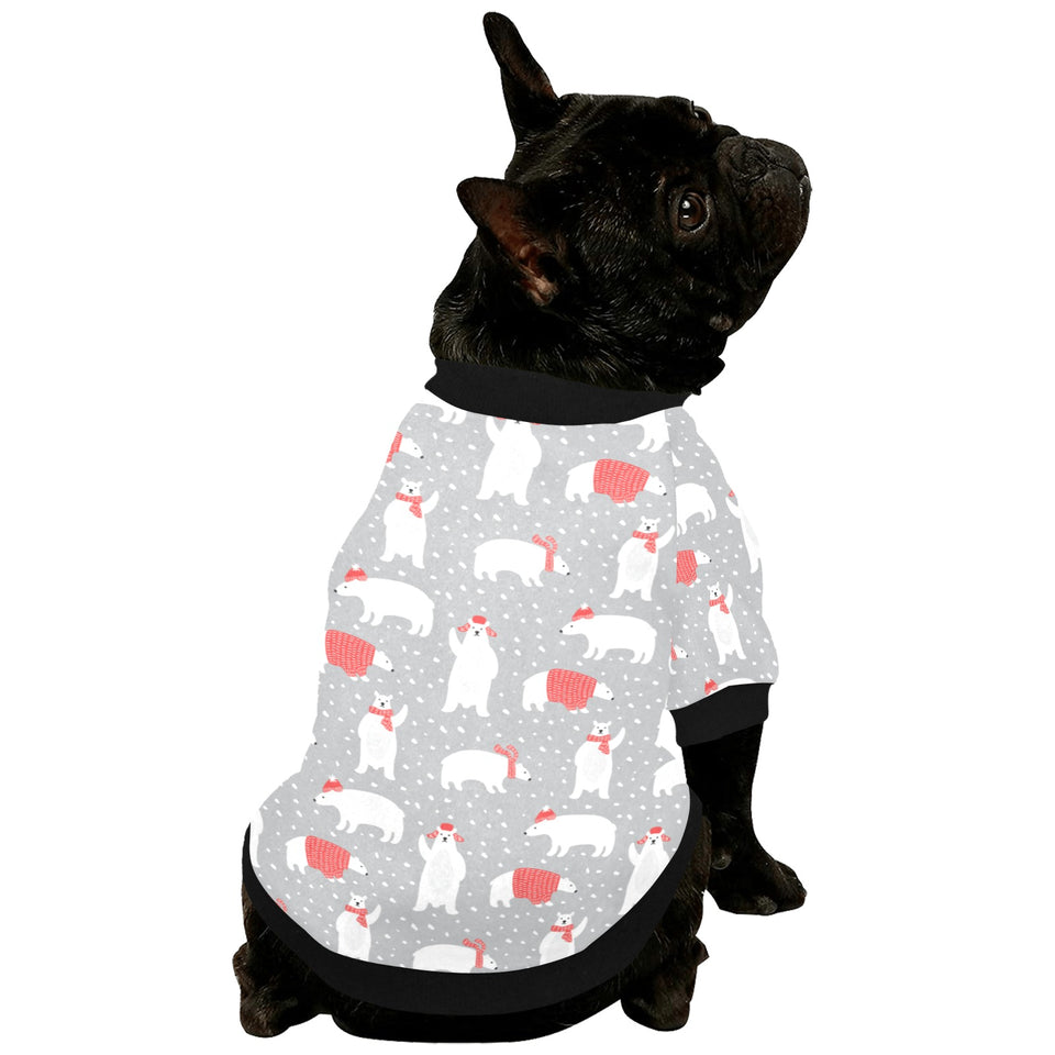 Cute polar bear christmas snow pattern All Over Print Pet Dog Round Neck Fuzzy Shirt