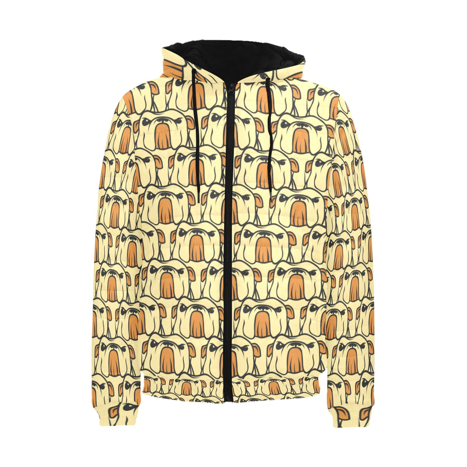 English Bulldog Pattern Print Design 02 Men's Padded Hooded Jacket
