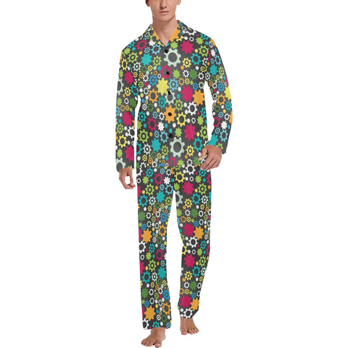 Gear Pattern Print Design 03 Men's Long Pajama Set
