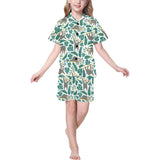 Cute sloths tropical palm leaves white background Kids' Boys' Girls' V-Neck Short Pajama Set
