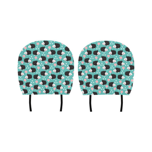 Hedgehog Pattern Print Design 03 Car Headrest Cover