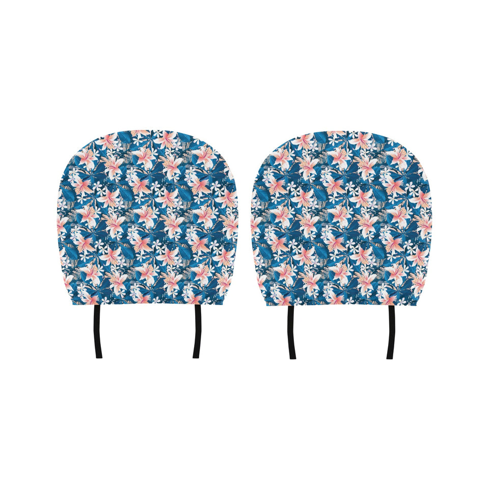 Hibiscus Pattern Print Design 02 Car Headrest Cover