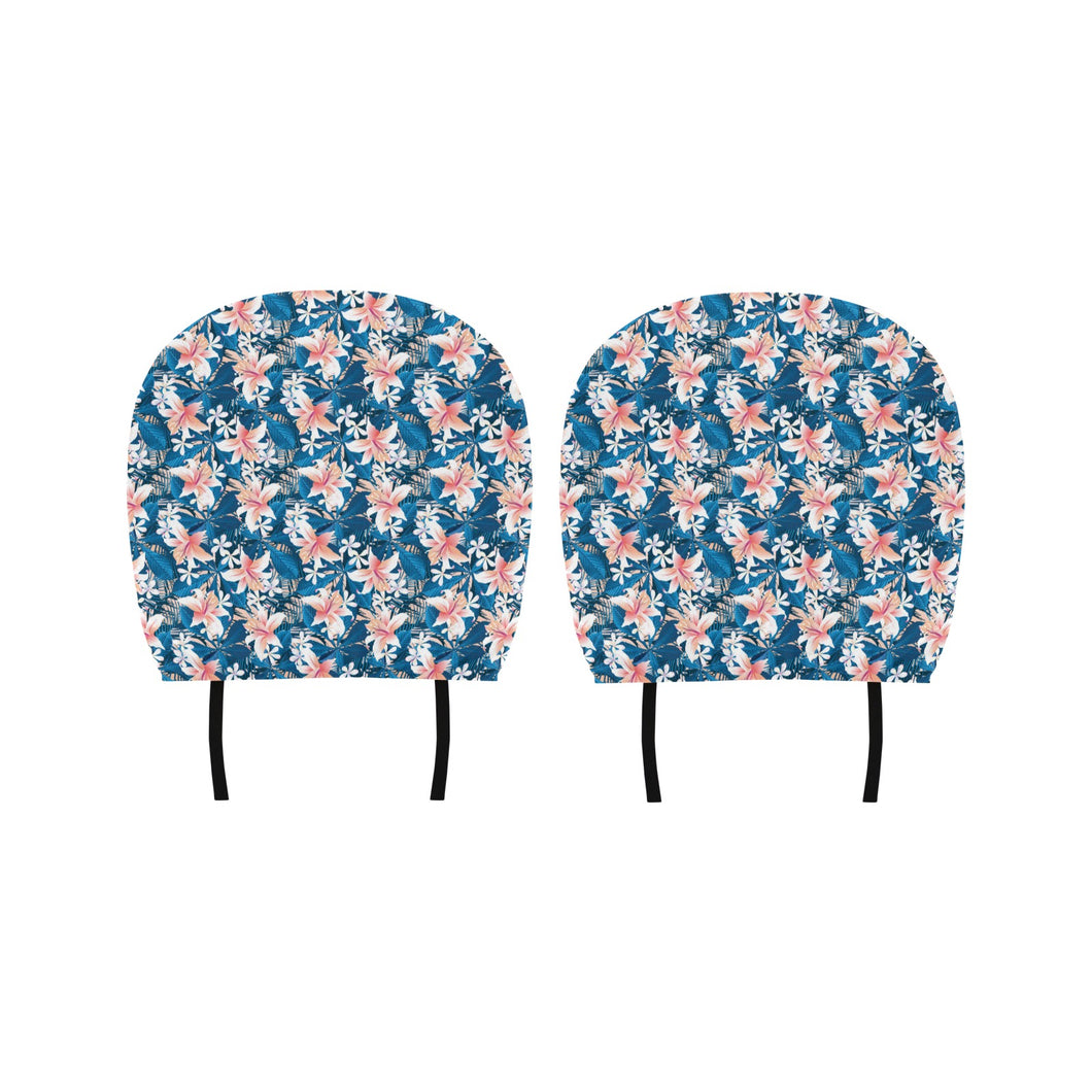 Hibiscus Pattern Print Design 02 Car Headrest Cover