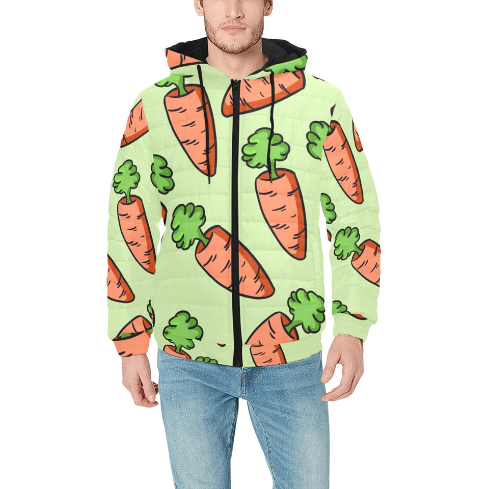 Carrot Pattern Print Design 05 Men's Padded Hooded Jacket