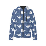 Cute white baby sea lion seal pattern Women's Padded Hooded Jacket