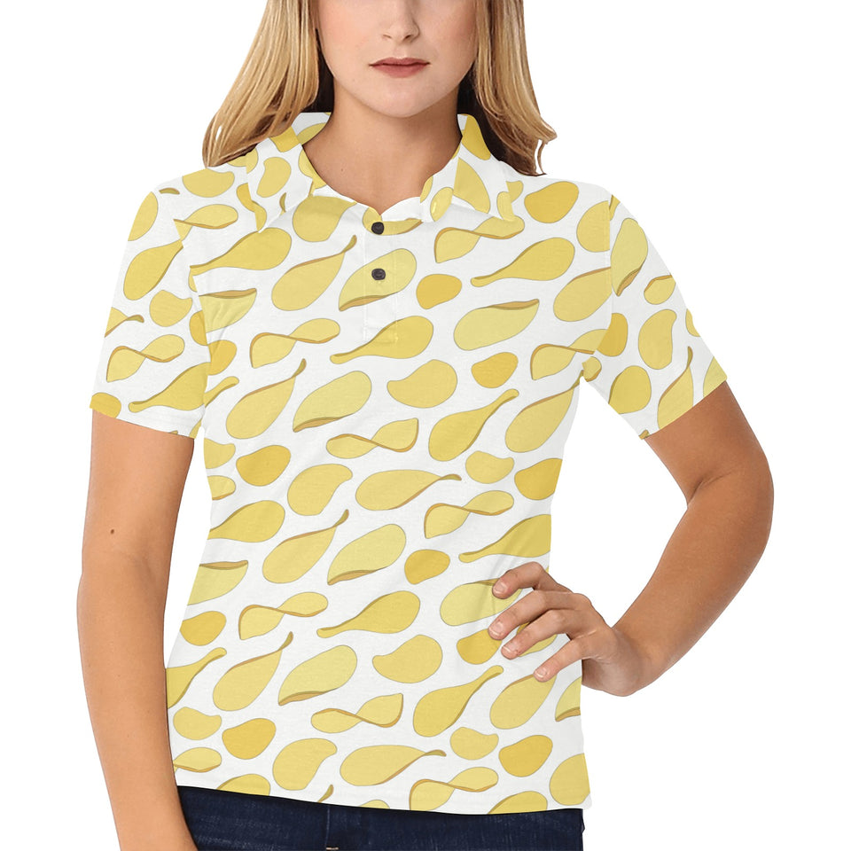 Potato Chips Pattern Print Design 02 Women's All Over Print Polo Shirt