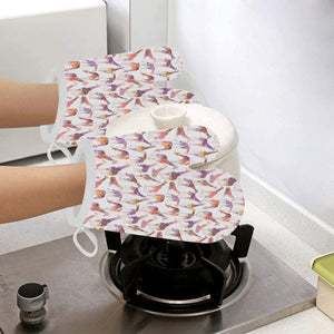 Giraffe Pattern Print Design 02 Heat Resistant Oven Mitts