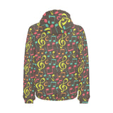 Music Notes Pattern Print Design 05 Men's Padded Hooded Jacket